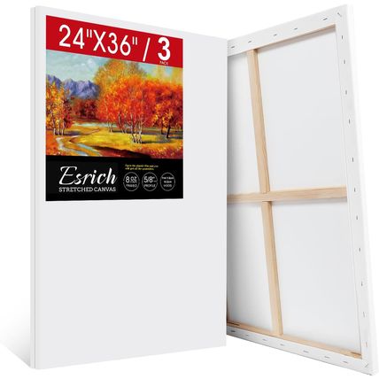 ESRICH Stretched Canvas for Painting 24X36 Inch, 3Pack Large Canvas for Painting