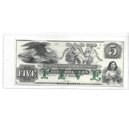 1850's New England Commercial Bank Newport RI Crisp UNC