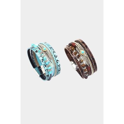 Brown Vintage Turquoise Multi-layer Leather Bracelet