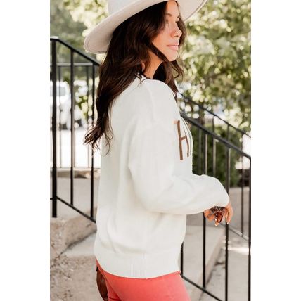 White Thankful Ivory Embroidered Sweater