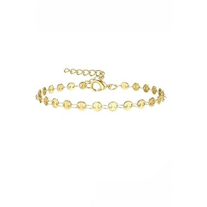 Gold 3Pcs Disc Plated Adjustable Chain Bracelet Set