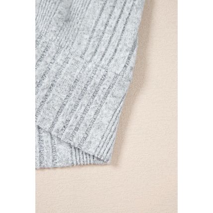 Light Grey Textured Crossover Backless Knit Long Sleeve Top