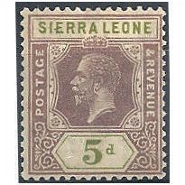 Sierra Leone 1921 SG138 5d Purple & Olive-Green M.Mint.