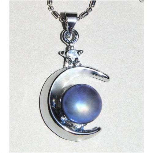 Summer Gift Blue Faux Pearl Crystal Charms Pendant Chain Necklace Jewellery 1818