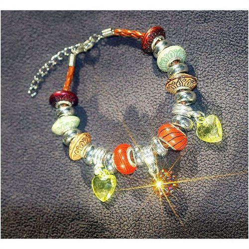 Fully Loaded Woven Bracelet Disco Ball Charm Euro Bead Jewellery 1974