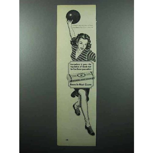 1947 Beech-Nut Gum Ad - Bowling - Everywhere it Goes