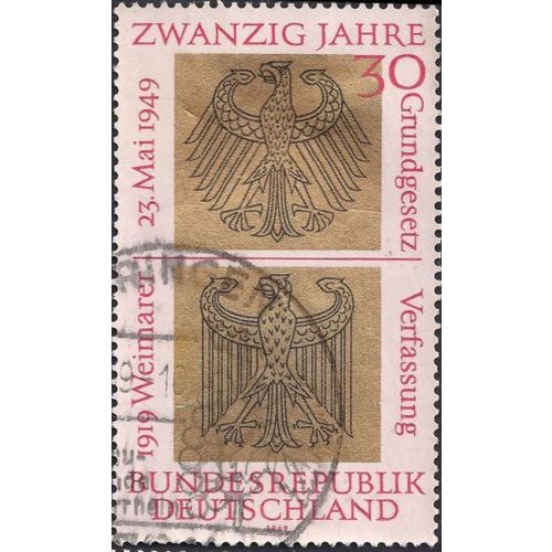 GERMANY, Federal Republic 20 years, gold 1969, 30Pf, #3