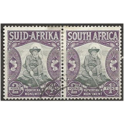 South Africa 1933 SG52 2d + 1d Grey-Green & Purple Fine Used PAIR . .. .
