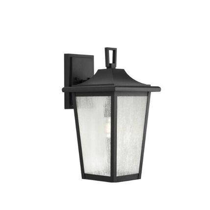 Progress Padgett 1-Light Textured Black Outdoor Wall Lantern Sconce w/ Glass