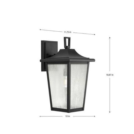 Progress Padgett 1-Light Textured Black Outdoor Wall Lantern Sconce w/ Glass