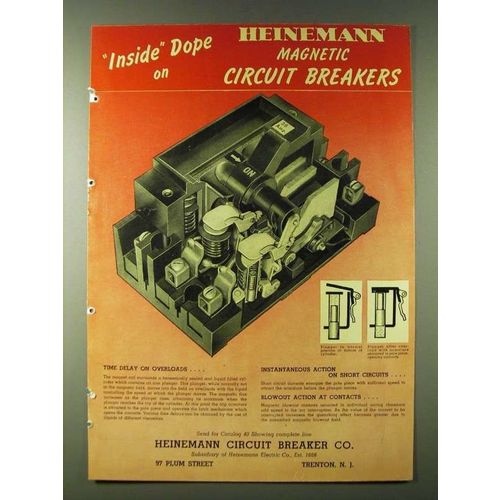 1943 Heinemann Magnetic Circuit Breakers Ad - Inside dope on