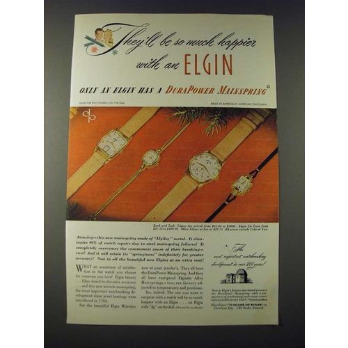 1947 Elgin Lord and Lady Watches Ad - They'll be So Much Happier