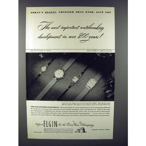 1947 Elgin Watch Ad - Most Important Watchmaking