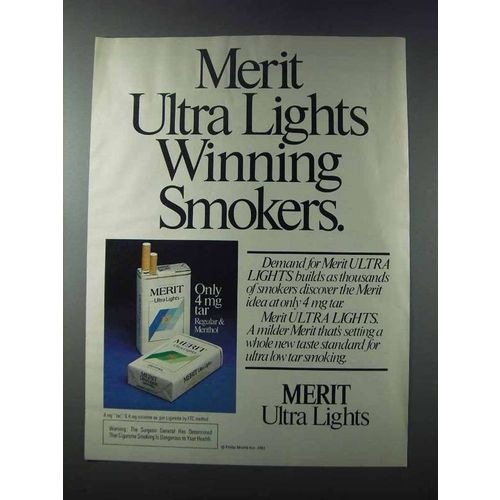 1981 Merit Ultra Lights Cigarettes Ad - Winning Smokers