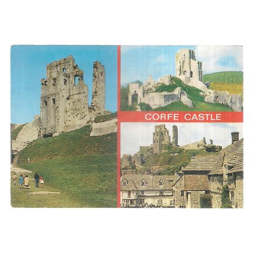 CORFE CASTLE, DORSET used vintage postcard 1988 postmark J Salmon =