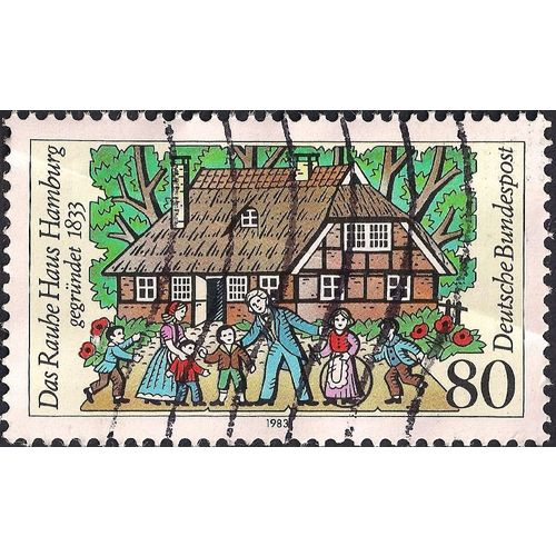 GERMANY, The Grey House Hamburg, yellow 1983, 80 Pf