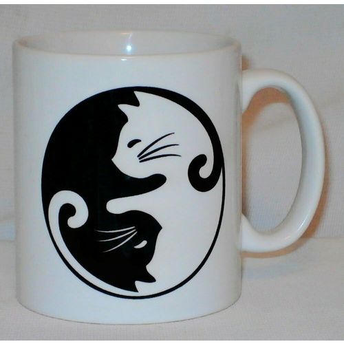 Cat Yin & Yang Mug Can Personalise Great Funny Cute Animal Pet Lover Lady Gift