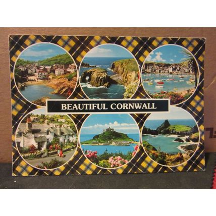 multiview, CORNWALL county used postcard by John Hinde 1983 postmark #