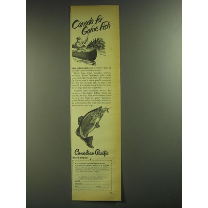 1952 Canadian Pacific Ad - Canada for Game Fish