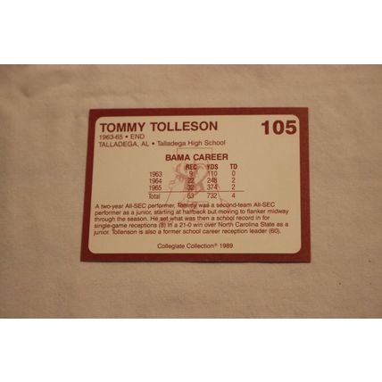 Tommy Tolleson 1989 Collegiate Collection Alabama's Finest NO. 105