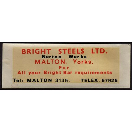 c1950s Bright Steel, Malton, Water-Slip transfer label