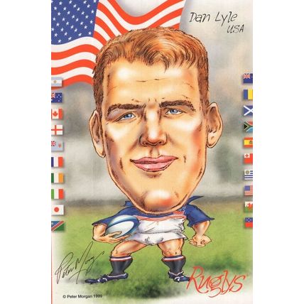 Dan Lyle USA United States 1999 Rugby Team Rare Artist Signed Postcard