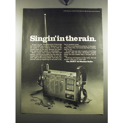 1971 Sony All-Weather Radio Ad - Singin' in the rain
