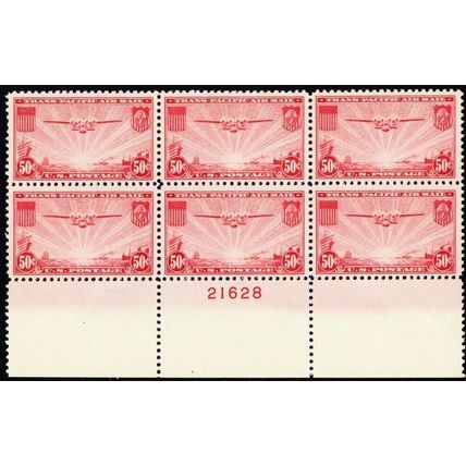 C22, Mint VF NH Plate Block of Six Stamps CV $85 * Stuart Katz