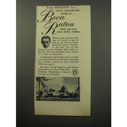 1955 Boca Raton Hotel and Club Ad - Your Holiday is a many splendored thing