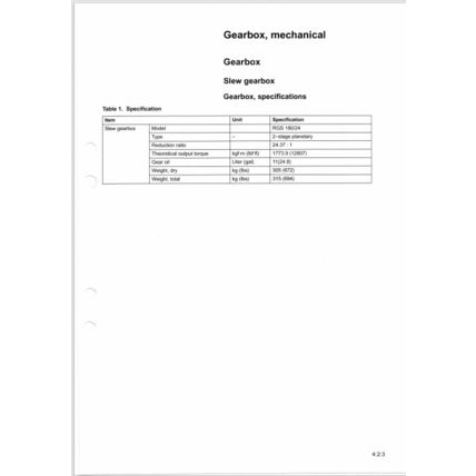 Volvo EC290B Excavator Transmission Slew Service Manual VOE2124354169 2002 PDF