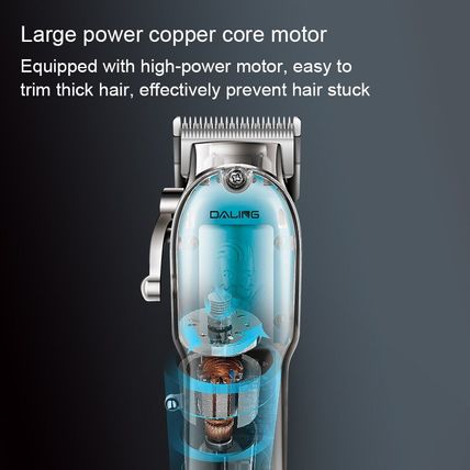 Daling Electric Mens Hair Clippers Transparent Barbers Cordless Salon Trimmer