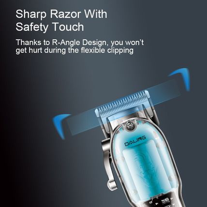 Daling Electric Mens Hair Clippers Transparent Barbers Cordless Salon Trimmer