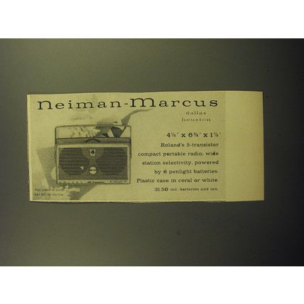 1958 Neiman-Marcus Roland Transistor Portable Radio Advertisement