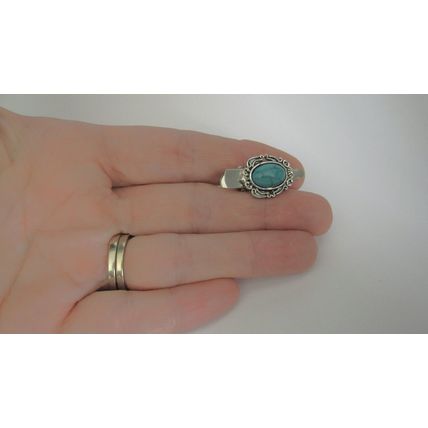 2 extra small metal turquoise blue stone alligator hair clip fine thin hair