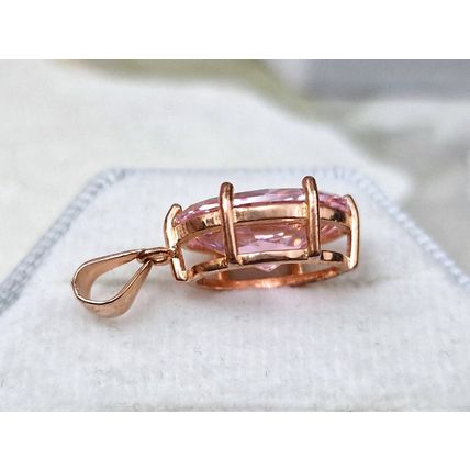 Pink Cubic Zirconia Swiss Star® Oval Pendant 14k Rose Gold Overlay 925 Silver