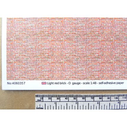 Papier autocollant rouge brique clair pour O gauge - échelle 1:48 - feuille A4