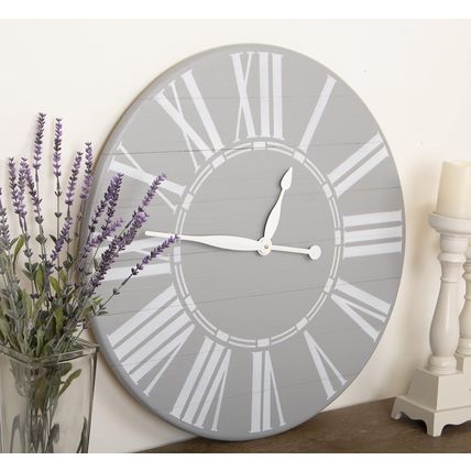 BrandtWorks 36" W x 36" H Farmhouse Clock-GRAY-ANALOG-NEW-SEALED-FAST SHIPPING