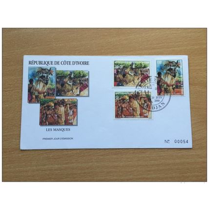 Côte d'Ivoire Ivory 2000 FDC Masques Masken Masks Mi. 1232 - 1234