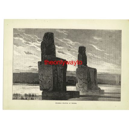 Colossal Statues At Thebes, Egypt, Book Illustration (Print), 1888