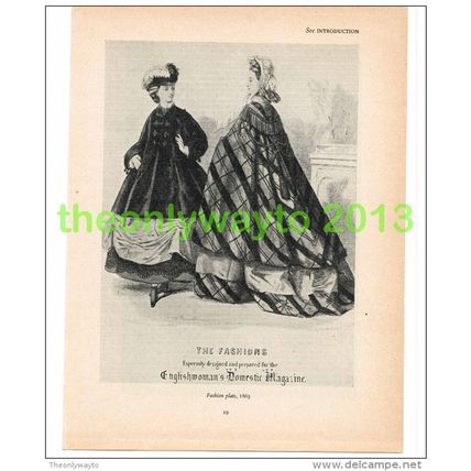 FASHION PLATE FROM 1863, MODERN Book Illustration, c1950s