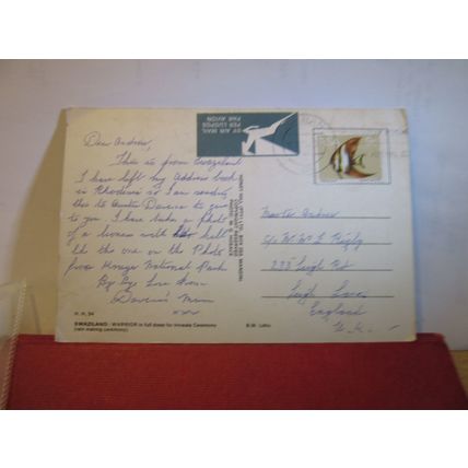 WARRIOR, SWAZILAND, ESWATINI, AFRICA used postcard 1978 pm =