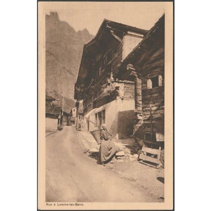 Rue à Loèche-les-Bains, Valais, c.1920 - Meisser CPA