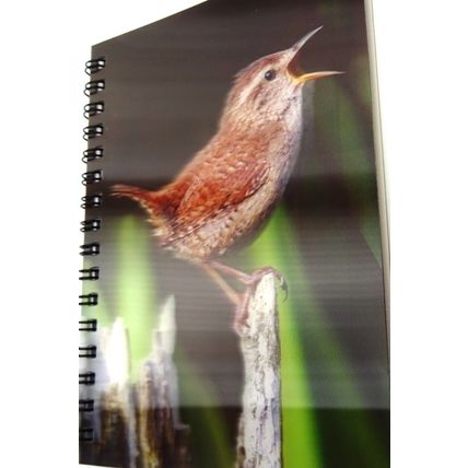 Jenny Wren 3D image on the cover of a pocket Notebook