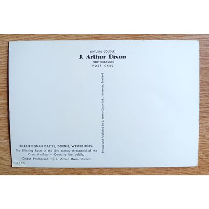 POSTCARD: DORNIE - EILEAN DONAN CASTLE, THE BILLETING ROOM: 1980's