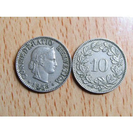 Switzerland 1953 10 Rappen Coin