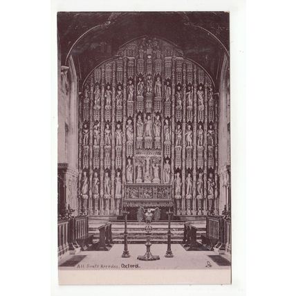 All Souls Reredos Oxford Postcard Tucks Silverette 1563