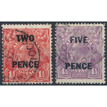 KGV surch - Australia 1930 - FH - SG 119/20