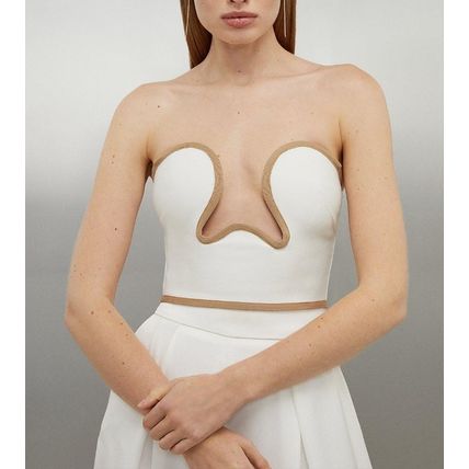 KAREN MILLEN Figure Form Ivory Bandage Corset Detail Knit Crop Top BNWT (RARE)