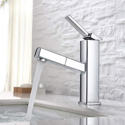 KAIYING Bathroom Sink Faucet with Pull Out Sprayer, Single Handle Basin Mixer Ta