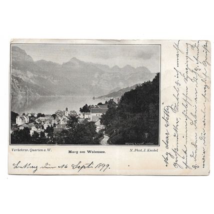 Postcard Switzerland St Gallen Murg am Walensee Ambulant railway post undivided